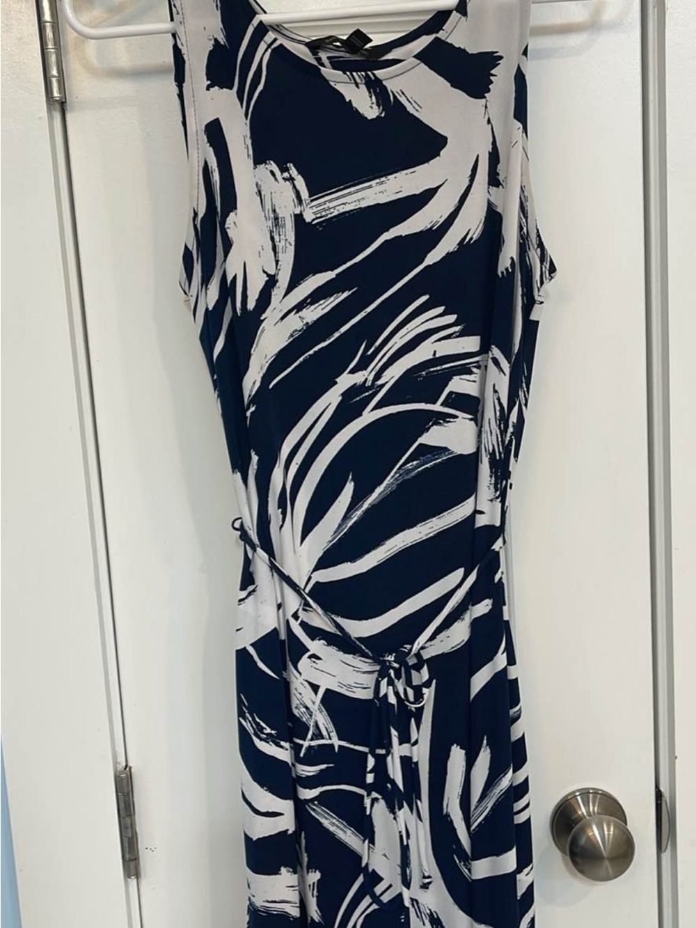 Banana Republic Navy and White Abstract Print Sleeveless Dress